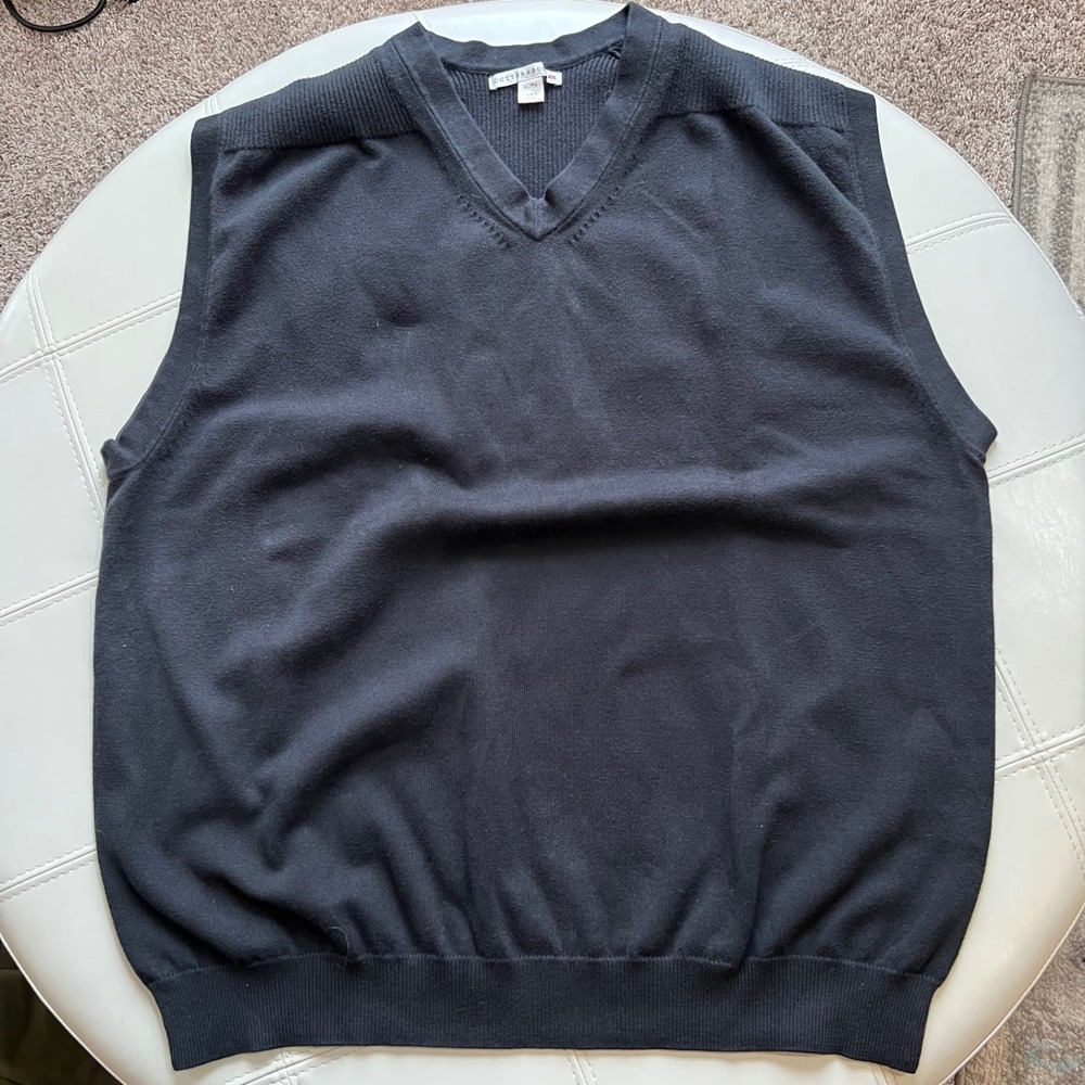 Cutter & Buck V-Neck Sweater Vest‎ Cotton Blend Academia Golf Layering Black XL